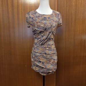 IRO Paris Ripley Ruched Silk Mini Dress - Geometric Print - Size 0 (XS)